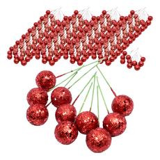 金蔥果子 25mm 6組 - 烘焙裝飾材料 餅乾蛋糕裝飾 節慶甜點裝飾, 金蔥