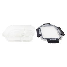 SHIMOYAMA 耐熱玻璃保鮮盒飯盒 2分隔 640ml, 1個, 1個