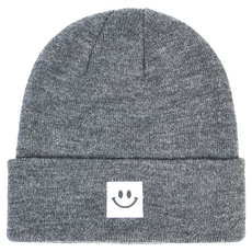 兒童韓系時尚針織笑臉帽, 兒童M, 經典深灰笑臉