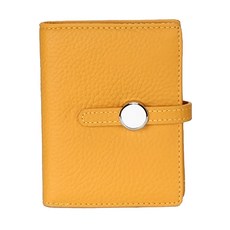 真皮頭層牛皮女士抽繩短夾, 8卡位 零錢卡包, 12 x 9 x 1.5cm, 黃色