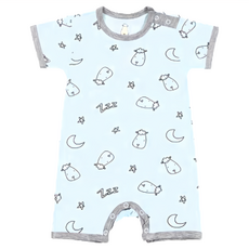 baa baa sheepz 抱抱羊 短袖褲襠包屁衣 95% 柔軟竹纖維 5% 彈性纖維, 6~12個月, 甜夢藍