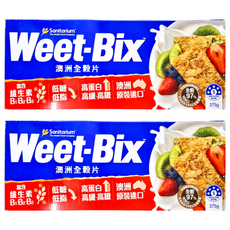 Weet-Bix 澳洲全穀片 麥香高纖，高鈣高鐵，強化能量維生素B1、B2，早餐下午茶首選, 375g, 2盒