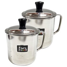樂司廚品 不鏽鋼口杯 附蓋10cm 780ml, 銀色 + 黑色, 2個