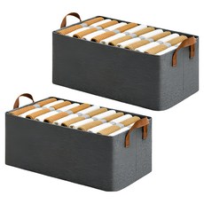 JOSIC 陽離子烤漆白架收納盒 26L 深灰色 可折疊收納箱 衣物玩具收納整理箱, 2個, 47 x 28 x 20cm