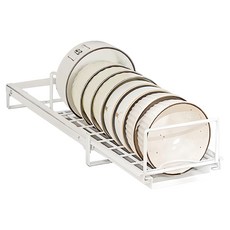 艾米購物 抽拉式單層碗盤架45cm，廚房碗盤收納好幫手，抽拉設計方便取用, 白色, 1個