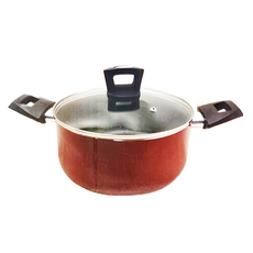 里奇 防滑湯鍋 20cm 附玻璃蓋, 紅色 + 黑色, 1個