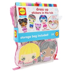 美國 ALEX 浴室貼貼樂 變裝女孩, 含收納網袋 21片, 2歲以上適用, 1組