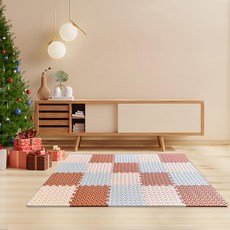 MOMOTARO 桃太郎地墊 極厚超Q樹葉紋巧拼地墊防撞瑜珈墊 附邊條, 32 x 32 x 2.5cm, 焦糖咖啡+奶茶米+白灰色, 36片