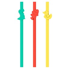 EEeEK 艾克 矽膠造型吸管 Set 可愛動物造型 20cm, 3支, 1組