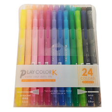 Tombow 蜻蜓牌 PLAY COLOR 雙頭彩色筆 0.3mm極細/0.8mm粗字, 24色, 1組