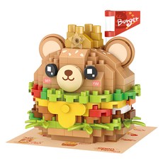 LoZ 微型迷你積木 LOZ8812 260片, 小熊漢堡, 1盒