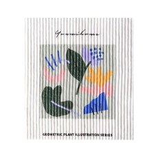 Youmihome 加厚木漿棉環保抹布 幾何植物圖案, 1組