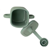 MODU'I BLUEMAMA 幼兒鉑金矽膠熊熊零食蓋, 薄荷綠/玫瑰粉/摩卡/奶油黃/搪瓷白/清新綠, 350ml, 1個