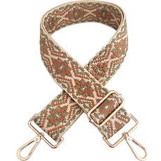 Mandalic 提花圖案可調節包包背帶 卡其+棕色 1入, 卡其色+棕色, 1個