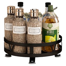 Osun 吸盤金屬單層調料檯料理轉盤廚房置物架 CE480 25 x 8cm, 黑色, 1個