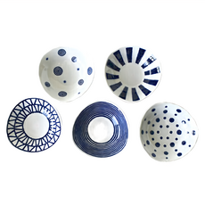 Saikai 西海陶器 波佐見燒 藍玉紋 五件式深盤 Set 陶瓷 日本產, 5 件組深盤, 1組