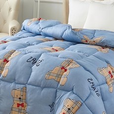 LoveCity 寢城之戀 超細舒柔棉印花 羽絲絨親膚發熱保暖冬被(威迪熊/180X210公分), 藍色