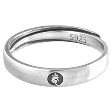 財神小舖 生肖雞不動明王本命佛梵文戒指 (925純銀), 可調整式戒圍, 銀色