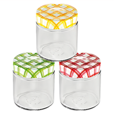 Tescoma 格紋玻璃密封罐套裝，400ml, 3個