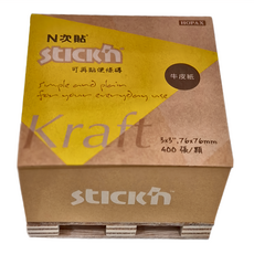 N次貼 牛皮紙便條磚 76x76mm 400張/顆, 牛皮色, 6組