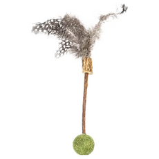 NATURAL MAGIC 自然魔法 貓薄荷 天木蓼 羽毛 毽子逗貓棒, 1個, 綠色 + 黑白圓點 + 咖啡色 + 米色