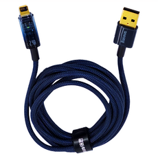 Baseus 倍思 USB-iP2.4A 探索者系列智慧斷電快充充電線 - 2.4A, 480Mbps, 1m/2m, 尼龍編織線, 藍色, 1條