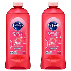 Kao 花王 Cucute 珂珂透 餐具洗碗精補充瓶 粉紅葡萄柚香, 370ml, 2瓶