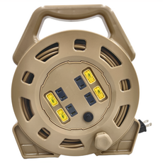 spirit 電精靈 延長線輪座 4開4插 2孔 DL-250 50尺, 卡其色, 1個