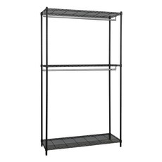 dayneeds 日需百備 荷重型烤漆三層雙桿衣櫥置物架, 黑色