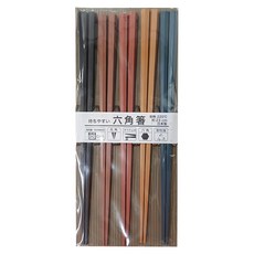 SUNLIFE 六角止滑耐熱筷 Set 5雙, PBT樹脂材質, 23cm, 大地色, 1組