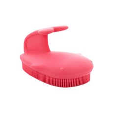 sillymann 100%鉑金矽膠鯨魚洗澡刷, 柔軟矽膠刷毛, 可愛鯨魚造型, 易清洗消毒, 按摩效果, 粉色, 1個