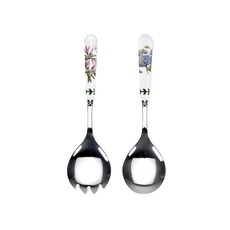 PORTmeIRION 波特玫琳恩 經典植物園系列 不鏽鋼花卉沙拉餐具組 24公分, 沙拉叉勺*1支+湯匙*1支, 混和顏色, 1組