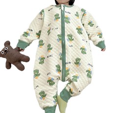 愛北鼻 秋冬全棉質無痕防踢被, 綠恐龍寶貝