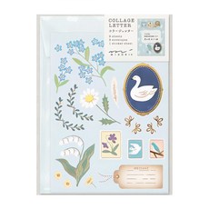 日本MIDORI小鳥拼貼畫信紙組，清新文藝風，包含信紙信封貼紙，傳遞溫暖心意, 86921, 1組