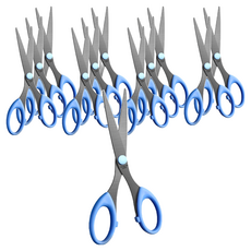 不鏽鋼黑刃剪刀 Set 4支, 藍色, 12支