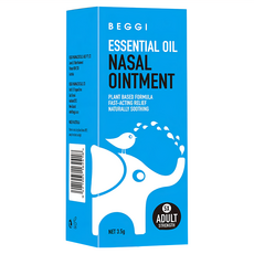 BEGGI 精油護鼻膏, 植物配方, 快速舒緩, 自然舒緩, 5倍成人強度, 1盒