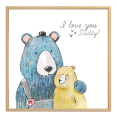 爸爸熊愛你 PS環保樹脂框 + 油畫布 + 松木內框, 木色