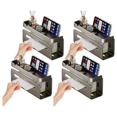 壁掛紙巾架 加長旗艦款, 太空鋁, 雙抽取紙巾手架/雙層紙巾架/斜桿紙巾架/保鮮膜捲紙架, 灰色/黑色/白色, 槍灰, 4個