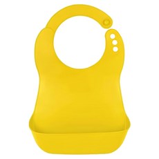 Bebelock 口袋型防水圍兜 防止食物掉落 脖圍可調整, 芥末黃, 1入, 1件