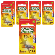G.Sir's 鹼性電池, 27A, 12V, 無汞, 10顆, 6盒