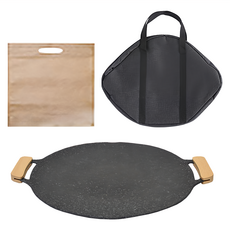 Sushar小菜丫 IH爐可用 戶外露營韓式烤盤 烤肉鍋 鐵板燒 不沾烤肉盤 附提袋 + 防燙把手 KRP-33cm, 33cm, 1組