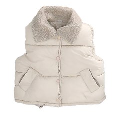 愛北鼻 兒童秋冬翻領背心 米白色, 130