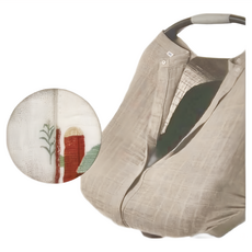 Little Unicorn 純棉紗布提籃罩 二代, 遮陽擋光/防蚊蟲叮咬/變身哺乳巾, 頂部開口壓扣設計, 農場生活, 1個