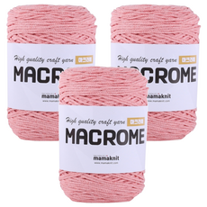 mamaknit Macrome Cake系列 單色編織線 225m，32 桃粉色，1 捲, 3捲