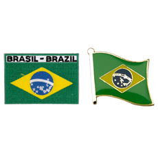 A-ONE 匯旺 巴西國旗刺繡別針組 (鐵烤漆+波麗/電鍍青銅), NO.013A, 2組