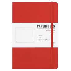 PAPERIDEAS 硬皮筆記本, 188頁, 點陣/方格/橫線/空白版, 附索引, 點陣紅色, 1本