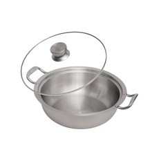 御鼎 316不鏽鋼俏耳湯鍋 附蓋 鍋身10.8公分 耐熱玻璃透明蓋 適用瓦斯爐 電磁爐 電爐 鹵素爐, 30cm, 銀色, 1組