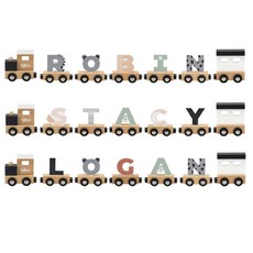 TRYCO 木製字母火車_E 兒童益智玩具 字母積木 創意拼裝火車, 7.6cm x 6.5cm x 3cm, 木製, 1入