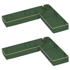 轉角置物架 加高圍欄設計 免釘打孔, 透明色 + 綠色, 2個