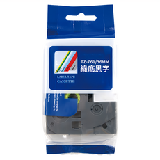 brother 兄弟牌 標準黏性護貝標籤帶 TZe-761 綠底黑字 台灣公司貨, 8m
